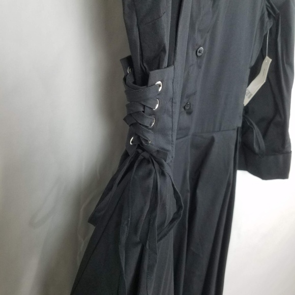 Bar III Dress Womens Small Black Half-Button Flounce Shirt Mini - Picture 4 of 7